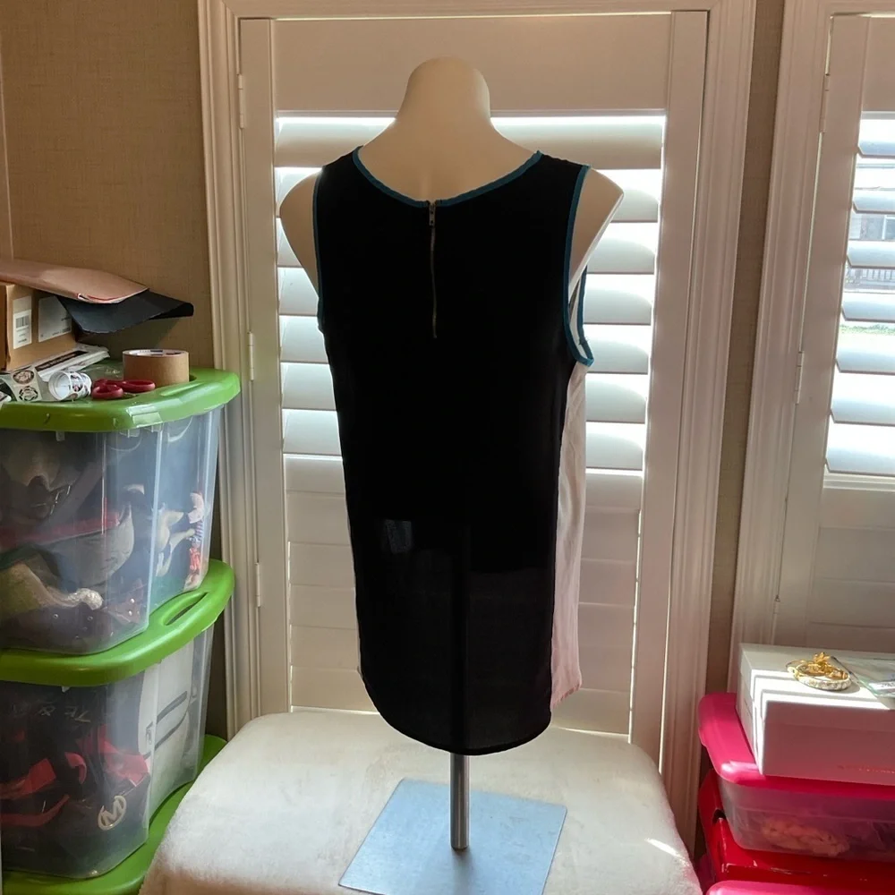 Forever 21 Black and White Tank Top with Blue Trim